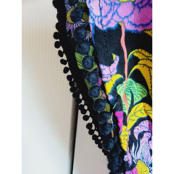 Victoria's Secret XS Fringe Balls Tip Shirt Plunging Neck Multicolor Keyhole Bck - Picture 3 of 8